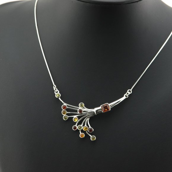 Sterling silver necklace with natural Baltic amber, 925 sterling silver necklace - Picture 4 of 16
